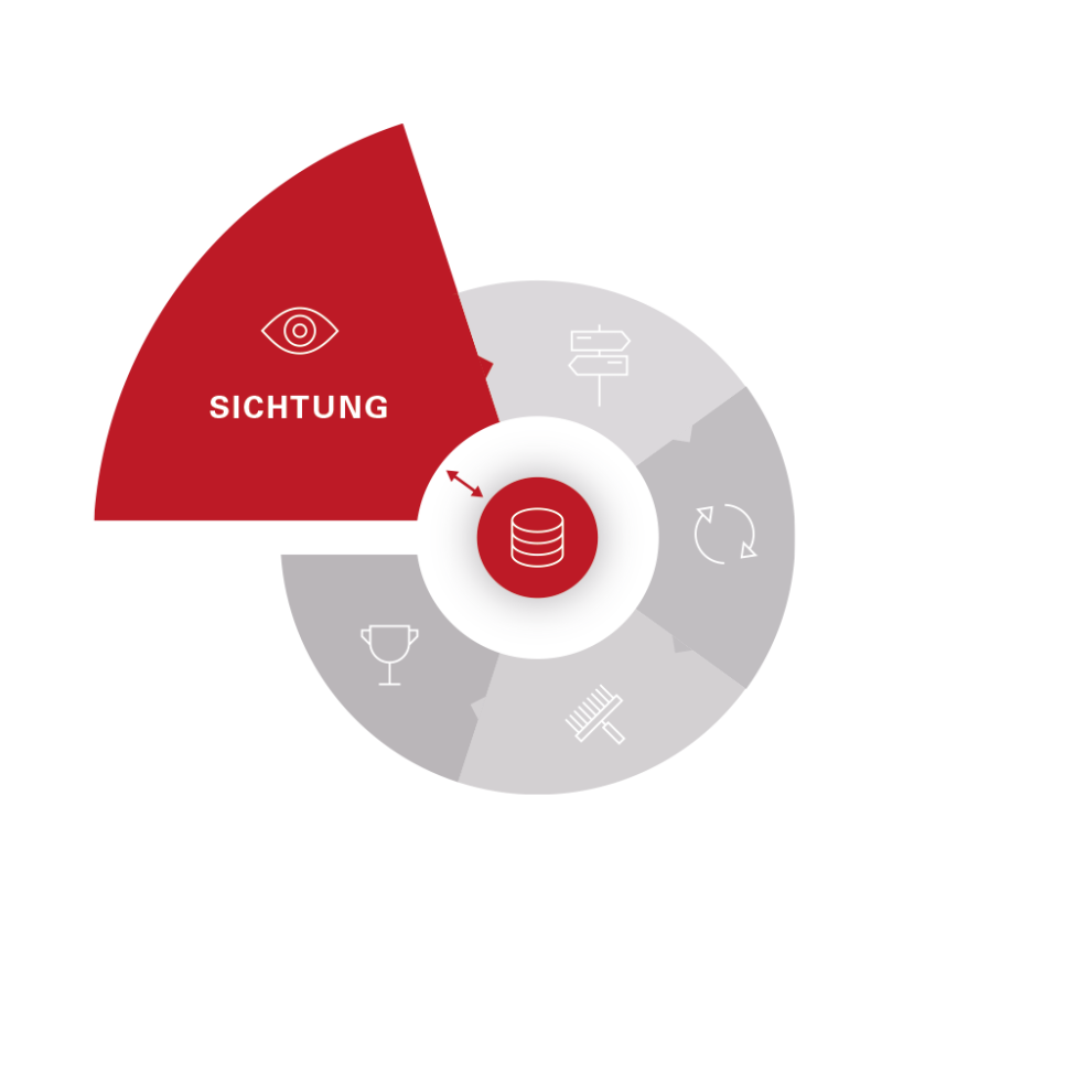 Prozessdiagramm, Segment „Sichtung“ hervorgehoben
